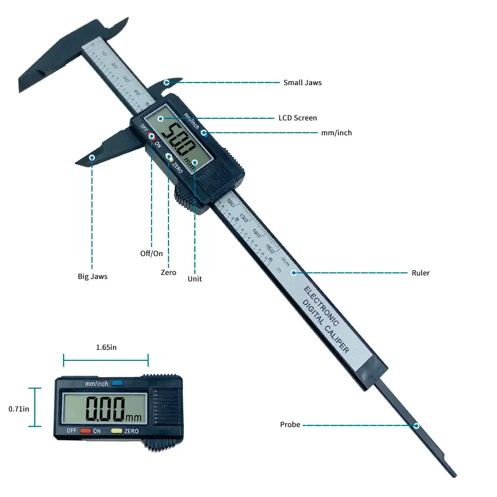 Carbon Fiber Digital Caliper 1 - Digital Caliper 150Mm Stainless Steel 评论和价格
